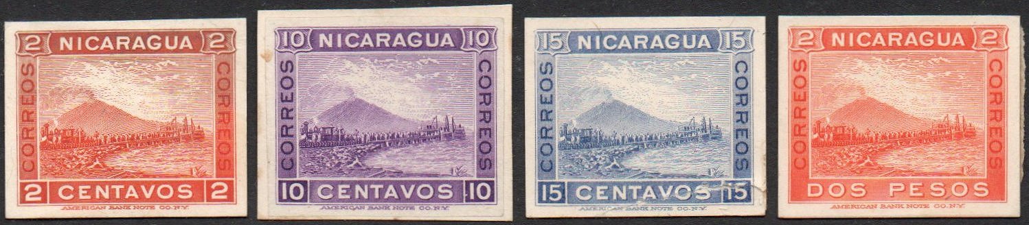 timbres-poste sellos postales stamps Nicaragua Momotombo Volcano & Train 6c Sunken Die Proof
